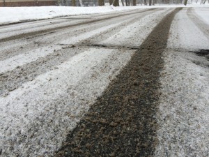 Slush snow on roads