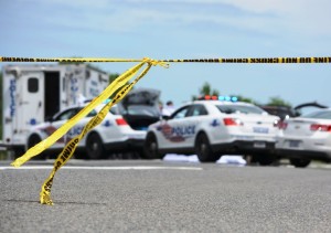 Crime scene tape on