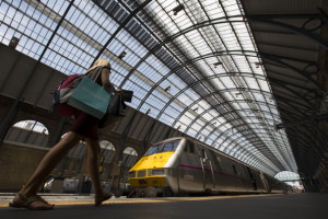 Passengers And Commuters At King's Cross Rail Train Station