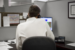 Man telephone desk
