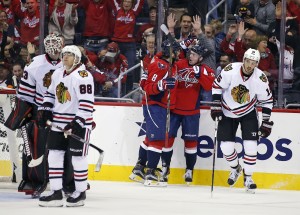 Alex Ovechkin, Evgeny Kuznetsov, Scott Darling, Patrick Kane, Artem Anisimov
