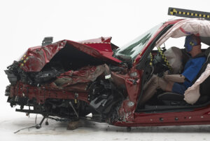Damaged car from crash test