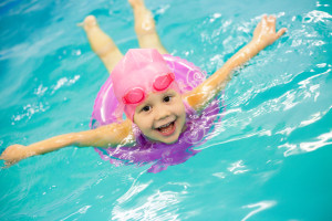 Little girl swimming