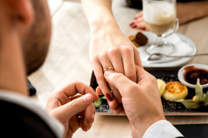 Young couple at the restaurant