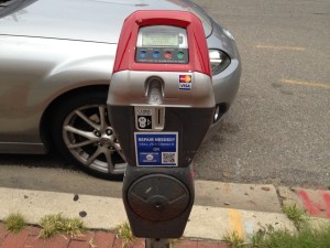 Red top parking meter