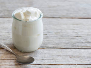 Jar of fresh greek yogurt
