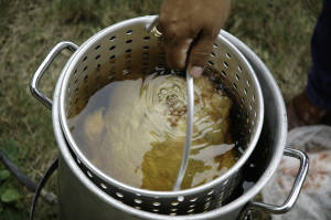 Deep frying a turkey