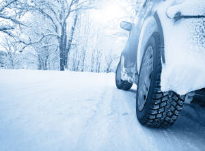 Winter road in the morning