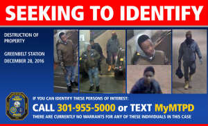 Metro police releasd photos of the three susepcts in the vandalism. (Metro)