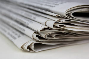 Stack of old newspapers, pile of old newspapers
