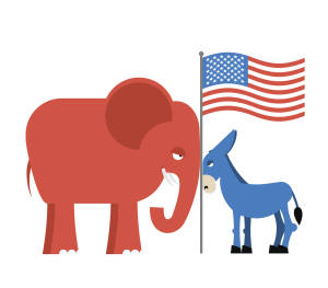 Donkey and elephant symbols of political parties in America. USA
