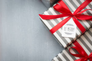 Christmas gift with tag