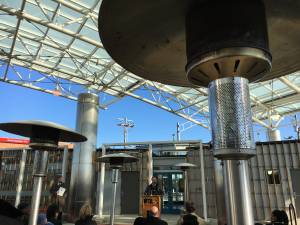 Under canopy at Takoma Langley crossroads transit center