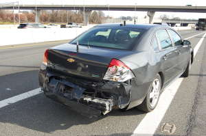 VSP Trooper AM Hoye damaged patrol vehicle