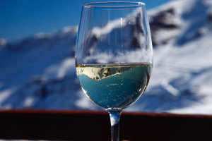 Mountain inside a glass of white wine