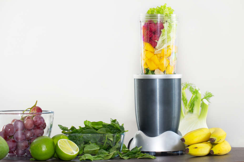 Smoothie ingredients in blender