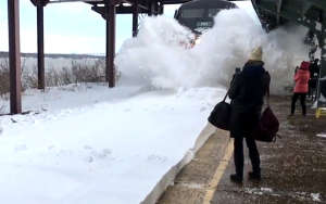 Amtrak train snow