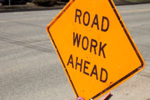 Roadwork ahead stock