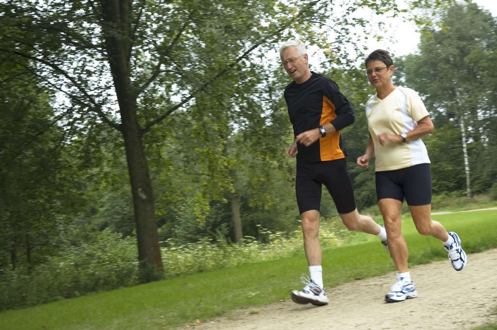 Senior couple exercising