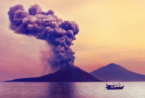 Volcano eruption. Anak Krakatau, Indonesia