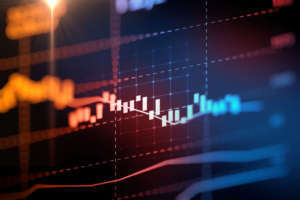 Financial graph on technology abstract background