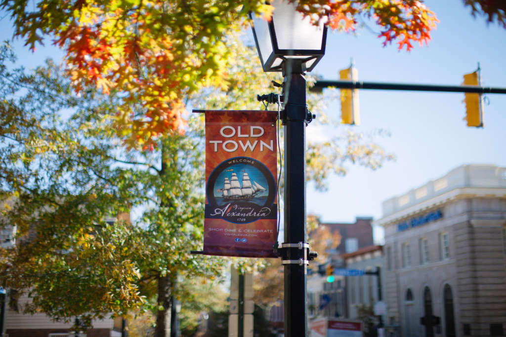Old Town banner fall foliage CREDIT Matt Chenet for Visit Alexandria