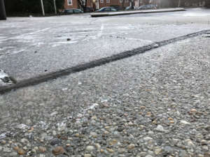 Icy parking lot