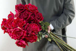 Man with flowers roses