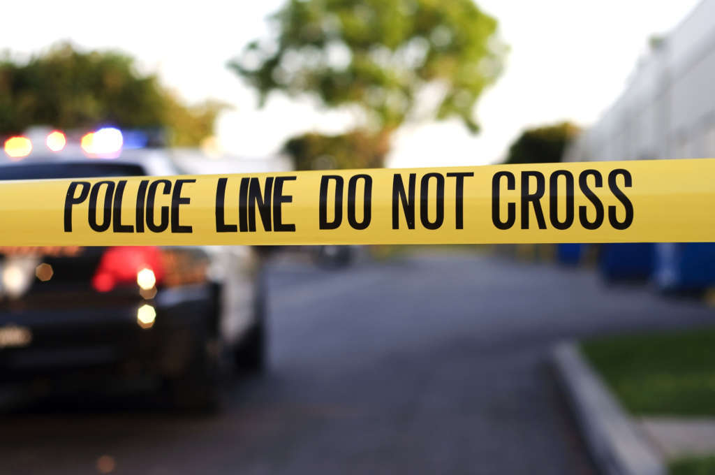 A police crime scene tape close up