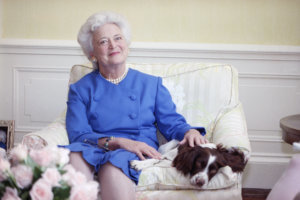 Barbara Bush with Millie