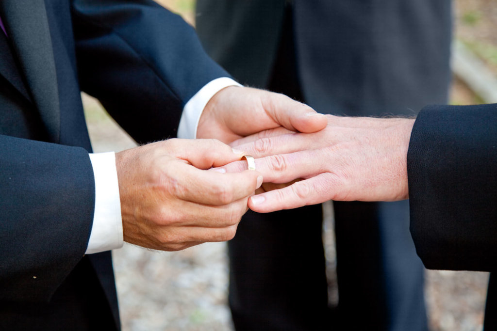 Gay Wedding Exchanging Rings