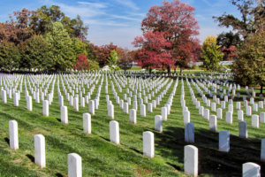 View of gravestones at Arlington National Cemetery