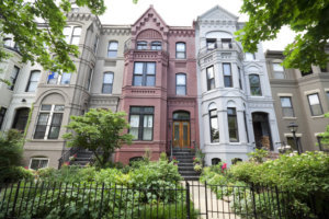 Front Italianate Style Row Homes Houses Washington DC Wide Angle