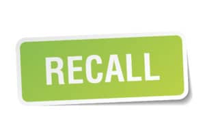 Recall square sticker on white