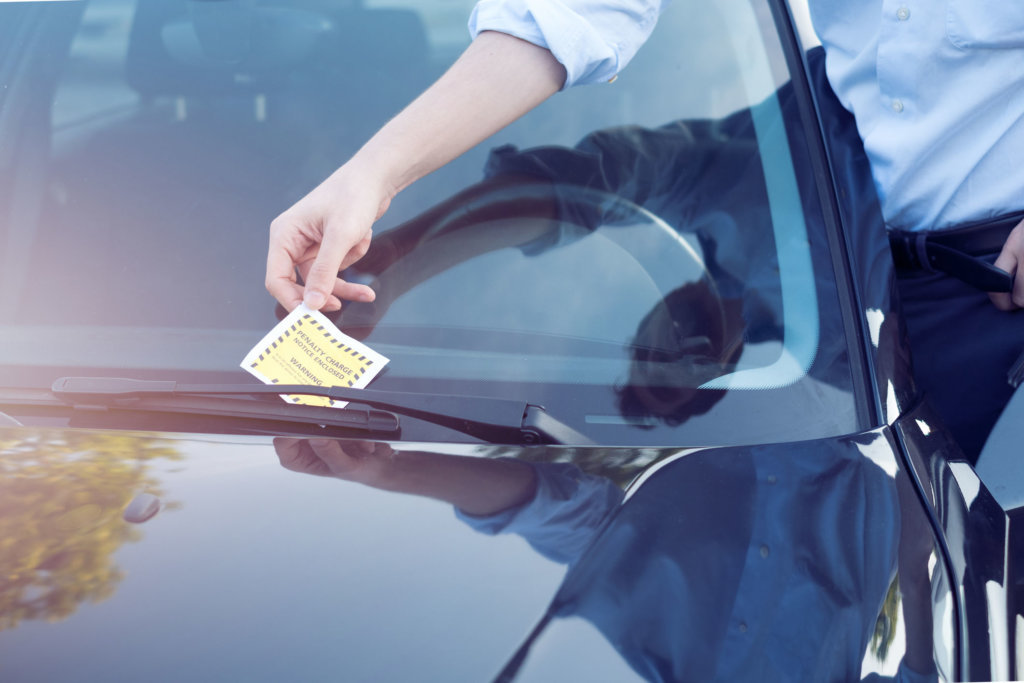 Parking violation ticket fine on windshield