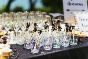 Empty glasses with straws