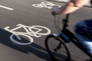 Commuters on bicycle paths