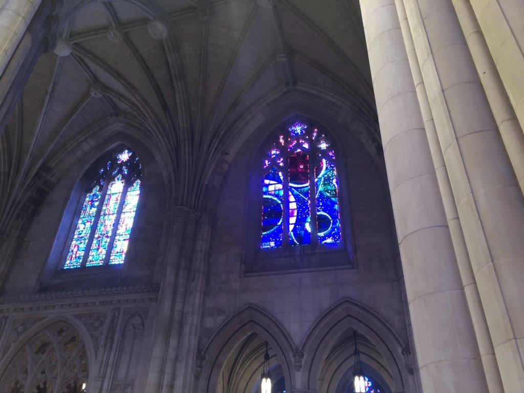 A view of the Space Window from inside the cathedral.