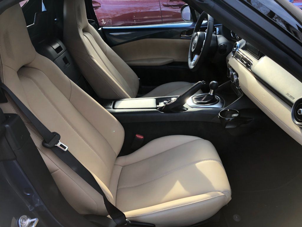 View of the passenger side seat in the 2019 Mazda MX-5 Miata Grand Touring.