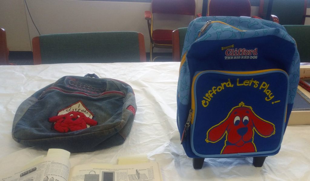 The modern backpack has changed over time, from this 1960s one-pouch bag made of denim to a multi-compartmented construction made out of nylon and with wheels.