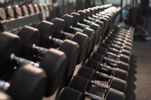 Dumbbells on Stand in Gym