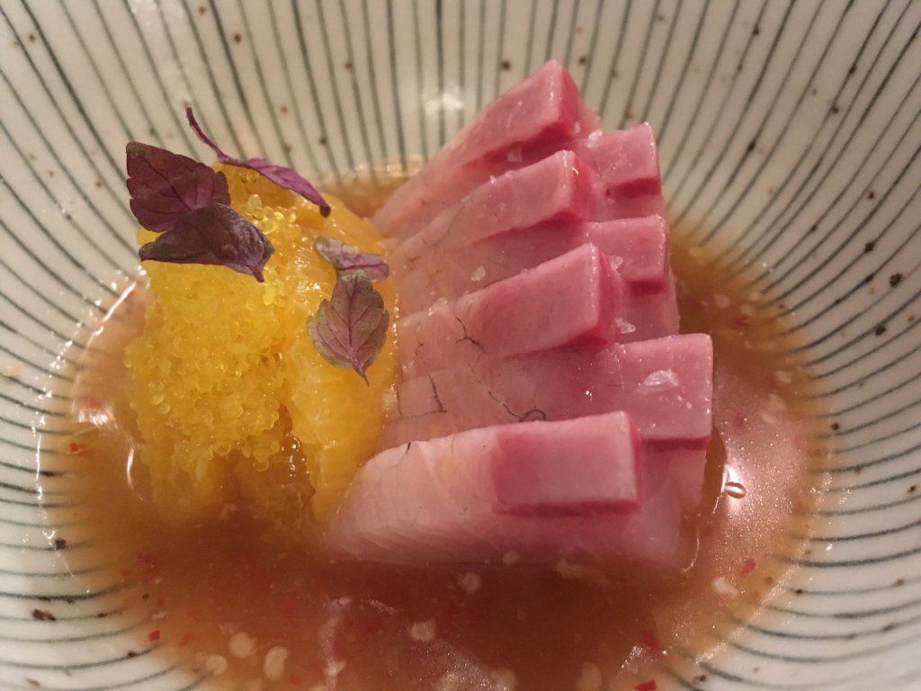 Hamachi crudo at Himitsu.
