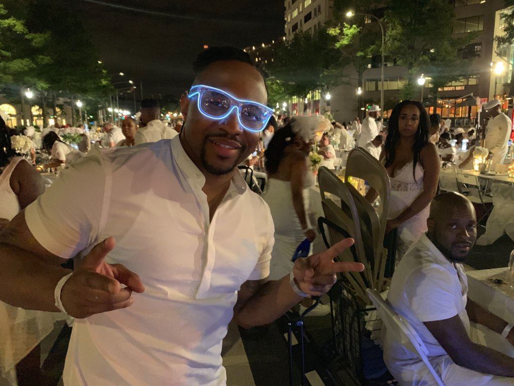 Rashad Jenkins of Upper Marlboro, Maryland, poses with his neon glasses.