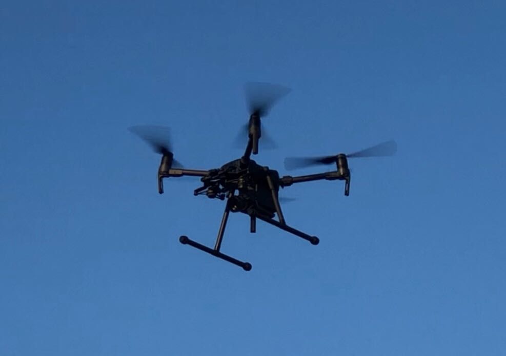 A drone captures footage of Ocean City and broadcasts back to a large screen at the weigh-in dock.