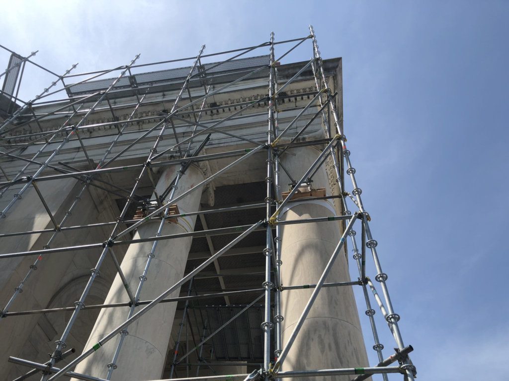 <p style="text-align: left;">There's scaffolding all over the Jefferson Memorial.</p>