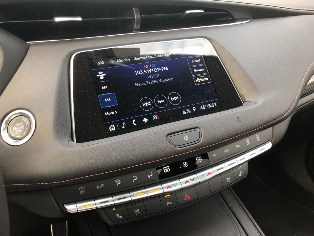 The interior display screen inside the Cadillac XT4.