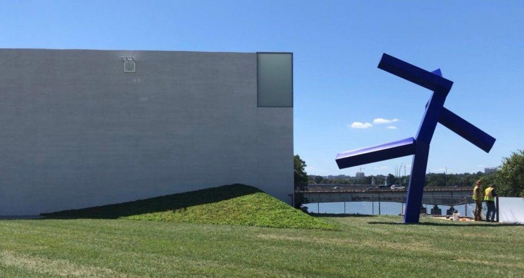 This untitled work by Joel Shapiro is located at the video wall of The REACH, the Kennedy Center's new addition. Movies, opera performances and other shows can be projected onto the wall.