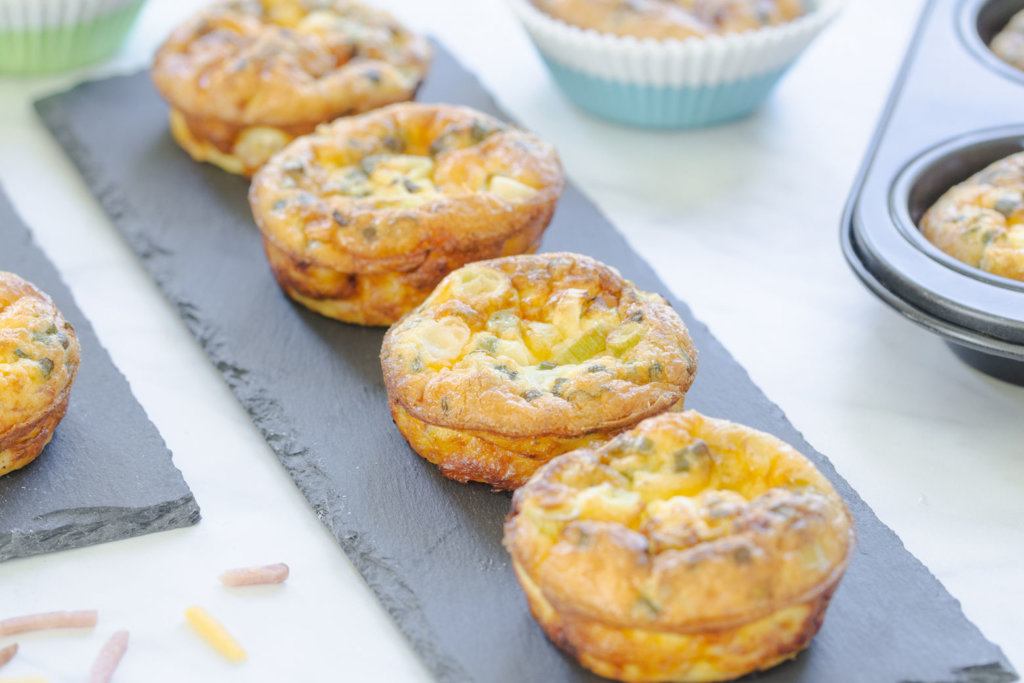 Homemade ham and cheese mini tarts in a muffin style