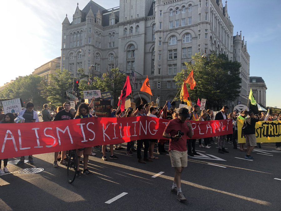 Protesters completely stopped traffic in the area around Pennsylvania Avenue and 12th Street Northwest Friday morning.