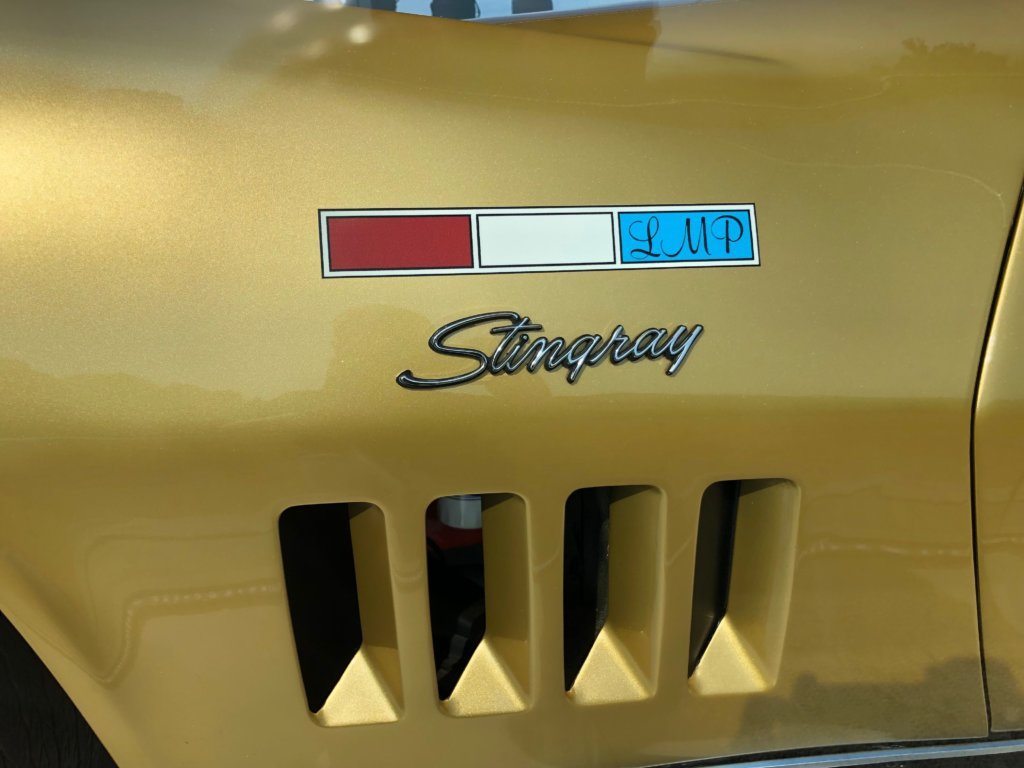 The paint scheme for this Corvette Stingray was chosen by its former owner Alan Bean, a U.S. astronaut. LMP stands for Lunar Module Pilot, which was Bean's assignment on his moon mission.